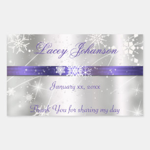 Sticker Rectangulaire Sweet sixteen, argent et eau violette/bouteille de