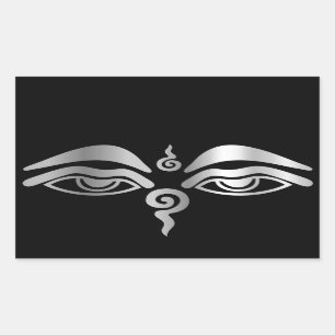 Sticker Rectangulaire Symbole bouddhiste de l'oeil du Bouddha