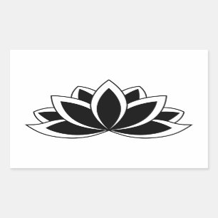 Sticker Rectangulaire Symbole bouddhiste noir-blanc original Lotus flowe