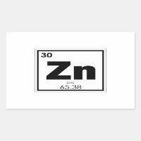 Symbole chimique de l'élément de zinc chimie formu