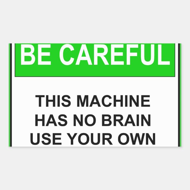 Sticker Rectangulaire Symbole d'avertissement de maintenance amusant (Devant)