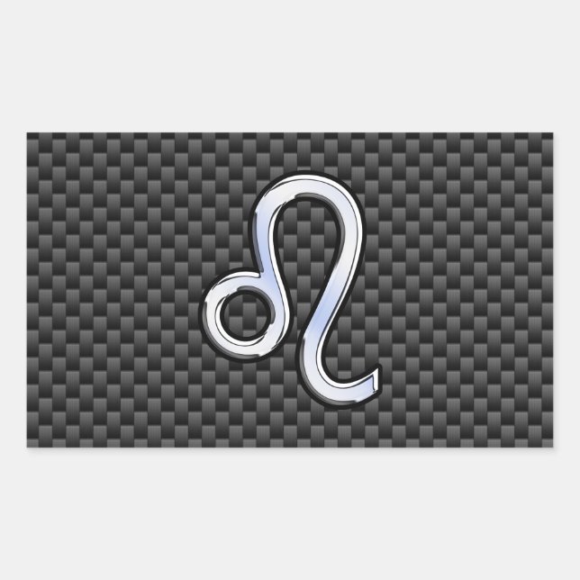 Sticker Rectangulaire Symbole de Leo Zodiac sur le socle de carbone du c (Devant)