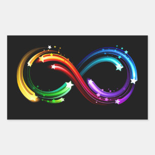 Sticker Rectangulaire Symbole de l'infini des comètes arc-en-ciel