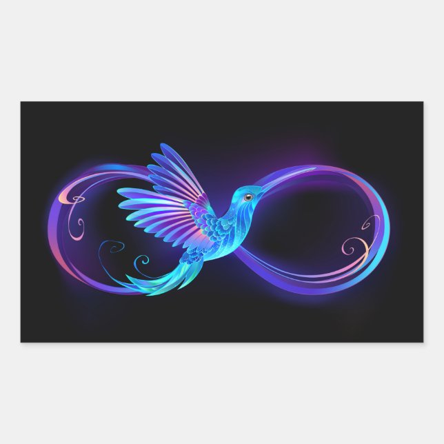 Sticker Rectangulaire Symbole de Neon Infinity par Glowing Hummingbird (Devant)