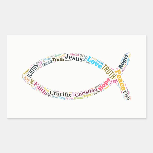 Sticker Rectangulaire Symbole de poisson chrétien (Devant)