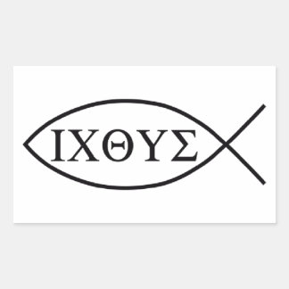 Sticker Rectangulaire Symbole de poisson chrétien ICHTHYS ou ICHTHUS