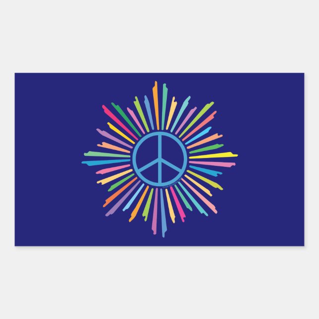 Sticker Rectangulaire Symbole des signes de paix (Devant)
