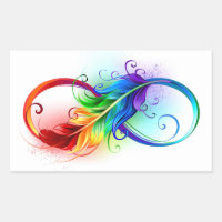 Symbole d'infini avec plume arc-en-ciel