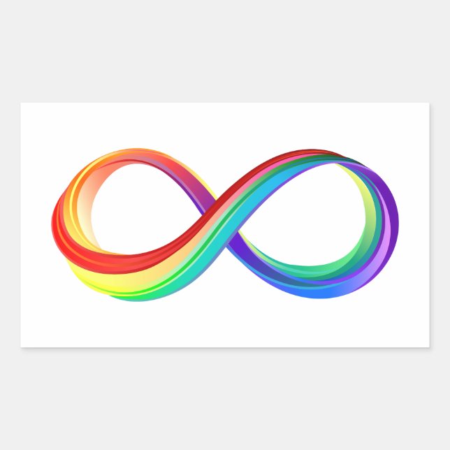 Sticker Rectangulaire Symbole d'infinité arc-en-ciel stratifié (Devant)