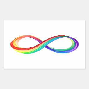 Sticker Rectangulaire Symbole d'infinité arc-en-ciel stratifié