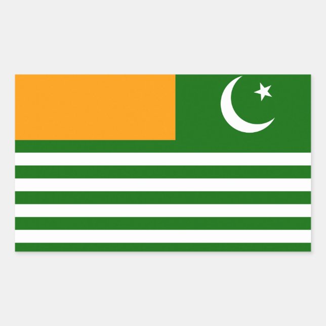 Sticker Rectangulaire Symbole du drapeau de l'État du Cachemire Azad Pak (Devant)