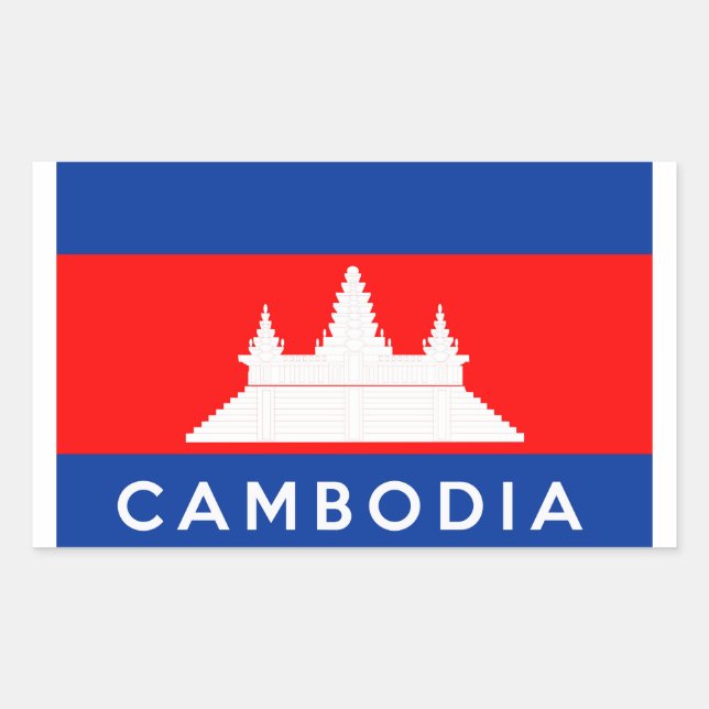 Sticker Rectangulaire symbole du pays du cambodge nom (Devant)