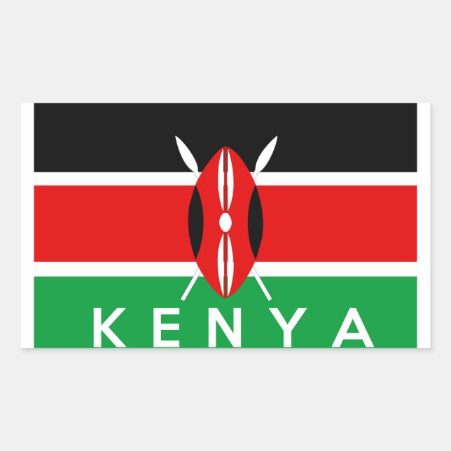 Sticker Rectangulaire symbole du pays kenya nom (Devant)