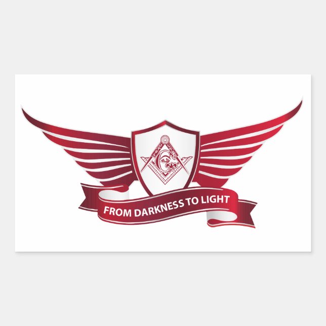 Sticker Rectangulaire Symbole et bouclier de franc-maçonnerie (Devant)