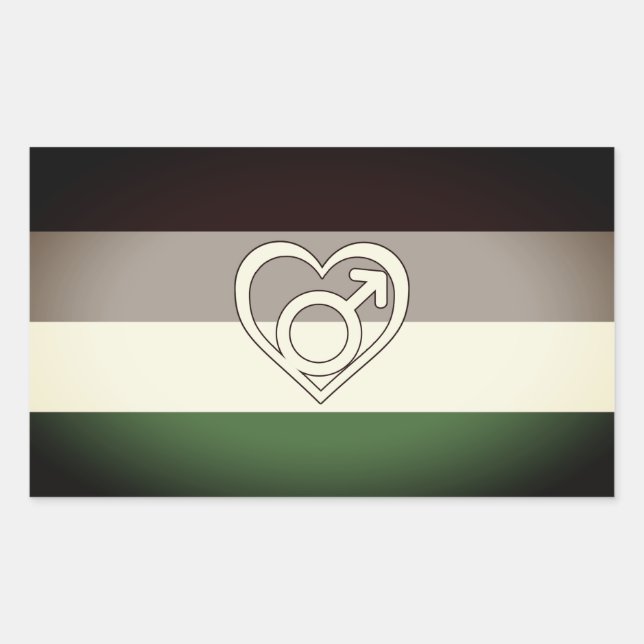 Sticker Rectangulaire Symbole et drapeau de la Fierté d'Androphilie (Devant)