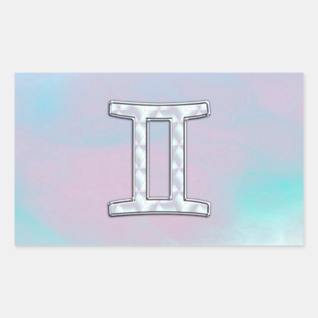 Sticker Rectangulaire Symbole Gemini de style perle (Devant)