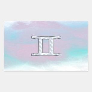 Sticker Rectangulaire Symbole Gemini de style perle