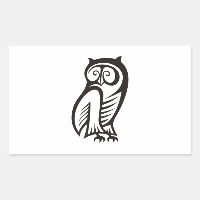 Sticker Rectangulaire Symbole hibou noir (Devant)