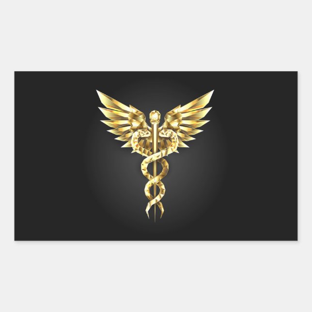 Sticker Rectangulaire Symbole Polygonal Or Caduceus (Devant)