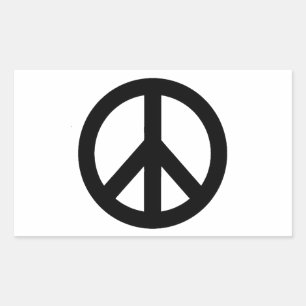 STICKER RECTANGULAIRE SYMBOLE SYMBOLE DE LA PAIX BLANC NOIR