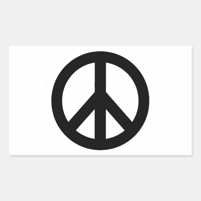 STICKER RECTANGULAIRE SYMBOLE SYMBOLE DE LA PAIX BLANC NOIR (Devant)