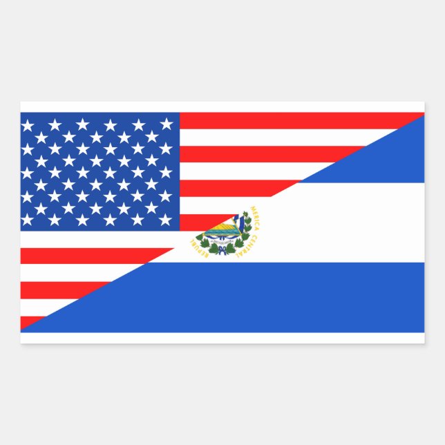 Sticker Rectangulaire symbole usa el salvador pays demi-drapeau amérique (Devant)