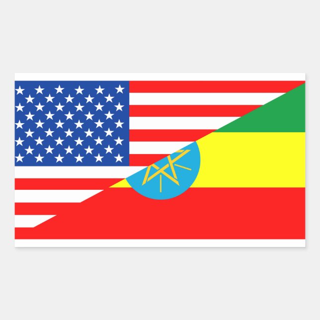 Sticker Rectangulaire symbole usa ethiopia country half flag america (Devant)