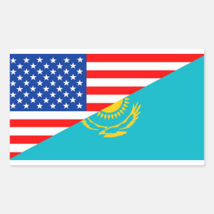 Sticker Rectangulaire symbole usa Kazakhstan pays demi drapeau de l'amér