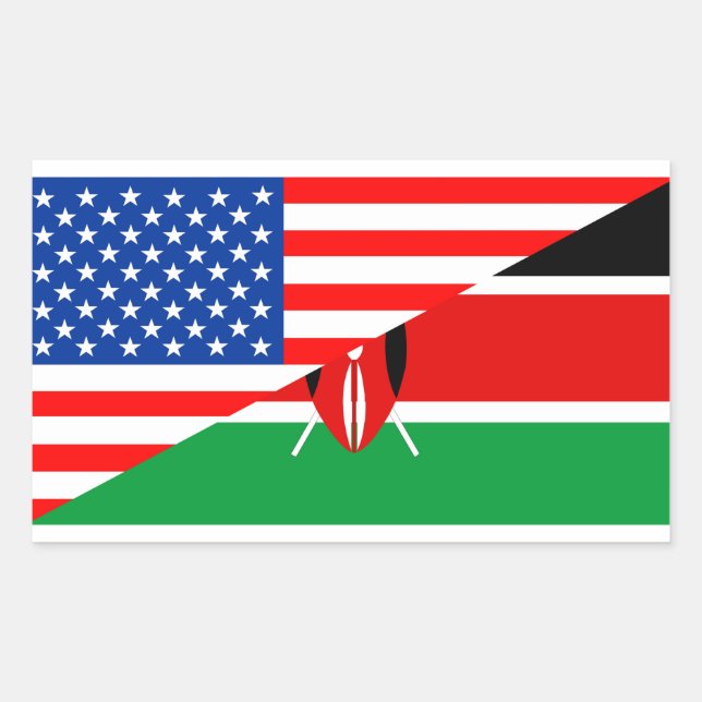 Sticker Rectangulaire symbole usa Kenya country demi drapeau de l'amériq (Devant)