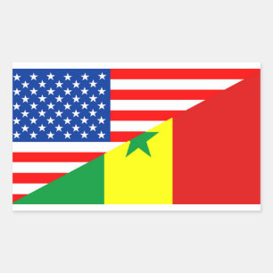 Sticker Rectangulaire symbole usa senegal country half flag america