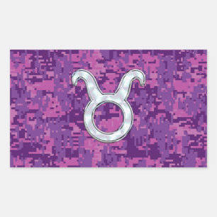 Sticker Rectangulaire Symbole Zodiaque de Pearl Taurus sur Camo numériqu