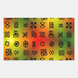 Sticker Rectangulaire Symboles Adinkra Aux Couleurs Africaines
