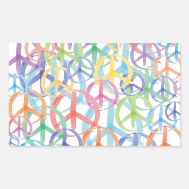 Sticker Rectangulaire Symboles de paix (Devant)