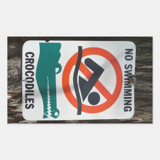 Sticker Rectangulaire Sympa PAS DE BAIGNADE Signal d'avertissement (Devant)