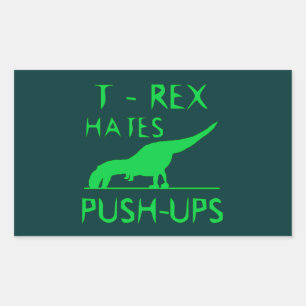 Sticker Rectangulaire T REX HATTE PUSHUPS Funny Dino Design