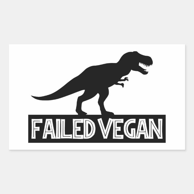 Sticker Rectangulaire T-Rex Vegan ayant échoué (Devant)
