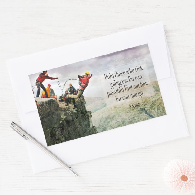 Sticker Rectangulaire T.S. Eliot Citation Inspirationnelle "Jusqu'où" (Enveloppe)