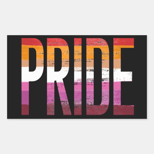 Sticker Rectangulaire T-Shirt Fierté Lesbienne (Devant)