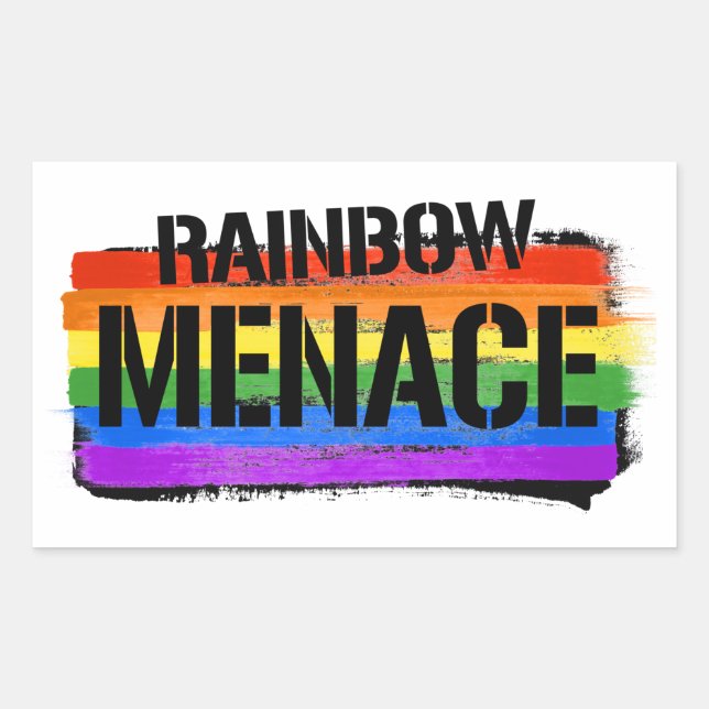 Sticker Rectangulaire T-shirt Rainbow Menace (Devant)