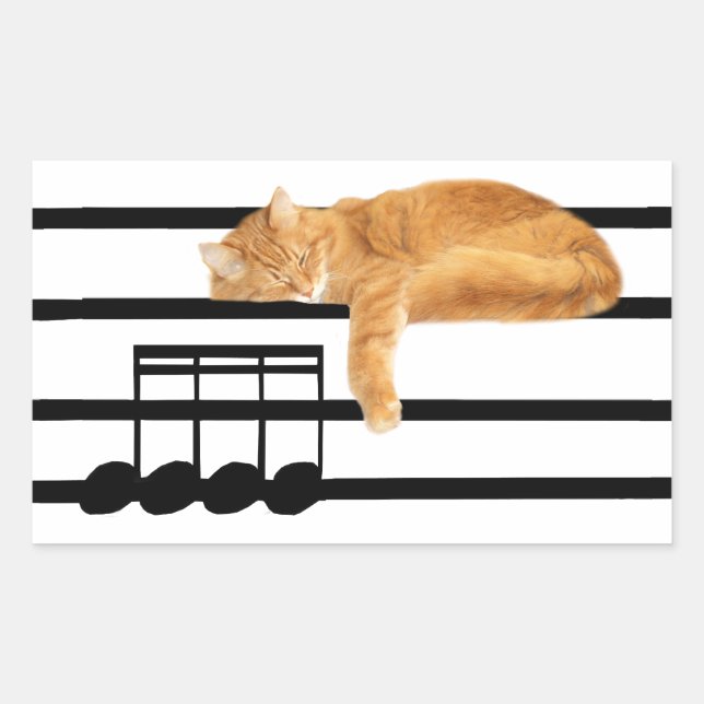Sticker Rectangulaire Tabby de musique kitty cat (Devant)