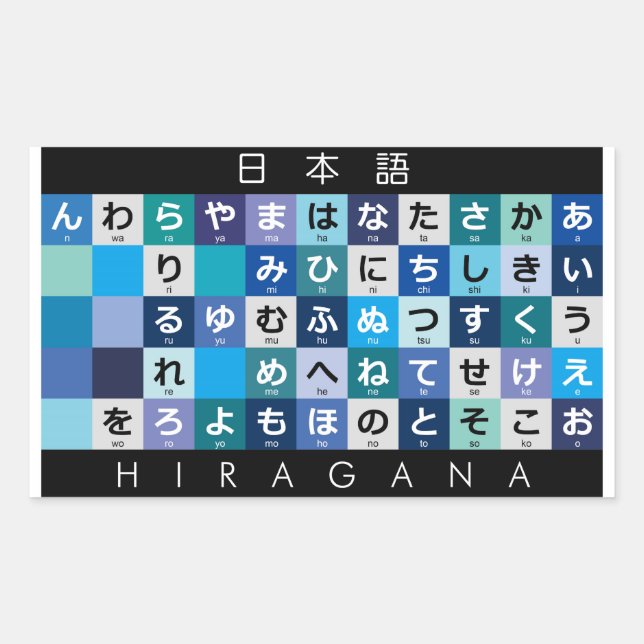 Sticker Rectangulaire Table japonaise Hiragana (Devant)