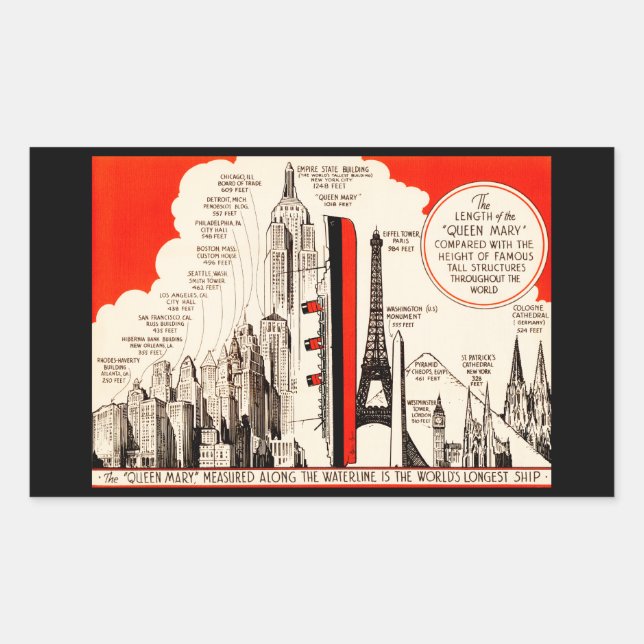 Sticker Rectangulaire Tableau comparatif Queen Mary (Devant)