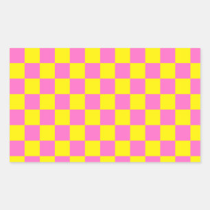 Sticker Rectangulaire Tableau de À damiers rose néon Vintage