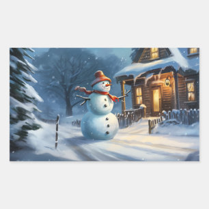 Sticker Rectangulaire Tableau de Snowman