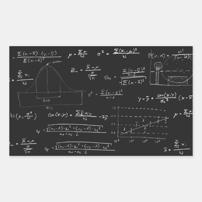 Sticker Rectangulaire Tableau noir Statistiques (Devant)