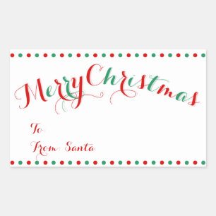 Sticker Rectangulaire Tags cadeaux de Noël Rectangle blanc personnalisé