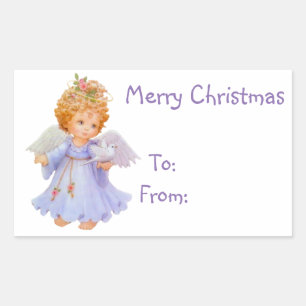 Sticker Rectangulaire Tags cadeaux de Noël/Stickers Rectangle/Angel