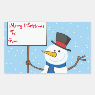 Sticker Rectangulaire Tags cadeaux de Noël/Stickers Rectangle/Snowman