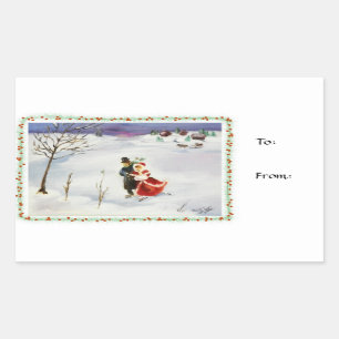 Sticker Rectangulaire Tags/Stickers Cadeaux Winter Wonderland