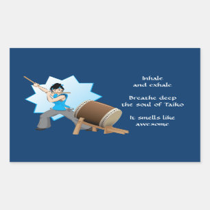 Sticker Rectangulaire Taiko A L'Air Génial (Art + Haiku)